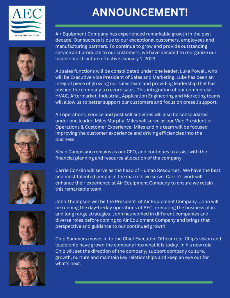 We’re making some changes! Air Equipment Company Homepage